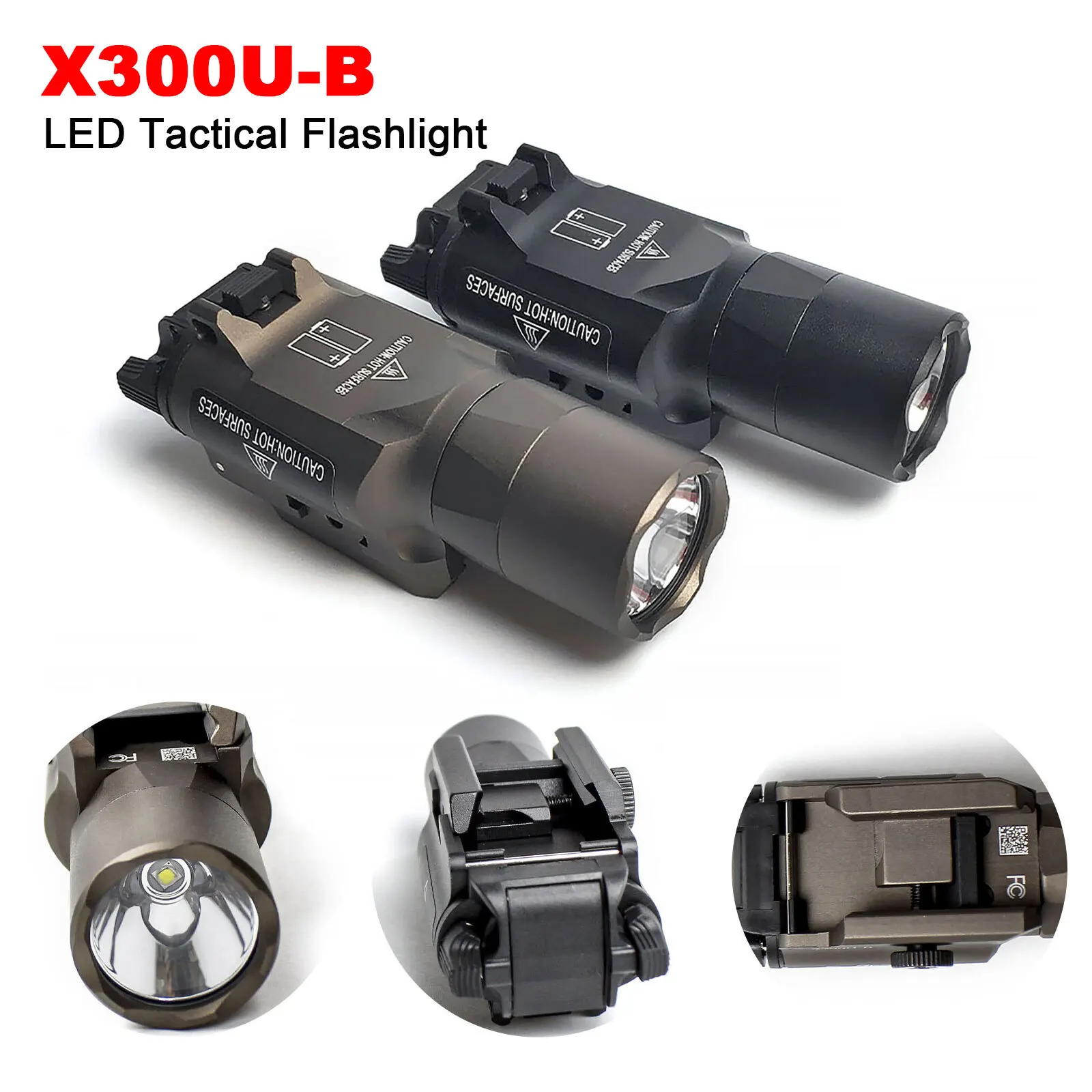 

X300U-B Tactical X300UB Ultra LED White Pistol Wea-pon Light Hunting Flashlight Constant+Momentary Fit 20mm Picatinny Rail