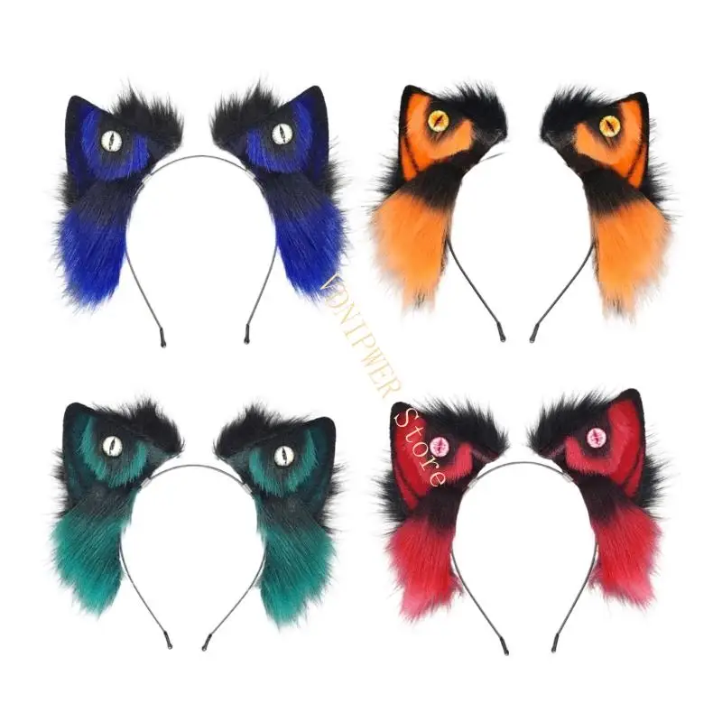 ملحقات تصفيف شعر أذن الذئب، حلقة شعر قابلة للتمدد لجميع القديسين، أزياء تنكرية، زينة شعر أنيمي D08E #1