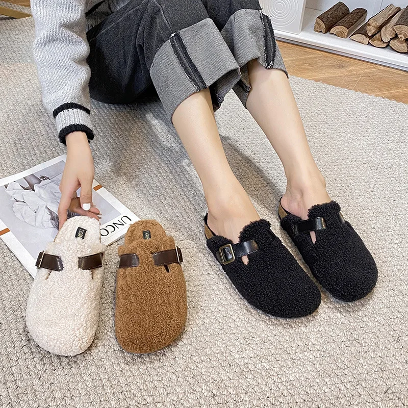 2024 Nowe buty dla kobiet Flocky Slipper Winter Retro Birken Casual Shoes Utrzymuj ciepło Pluszowe mokasyny