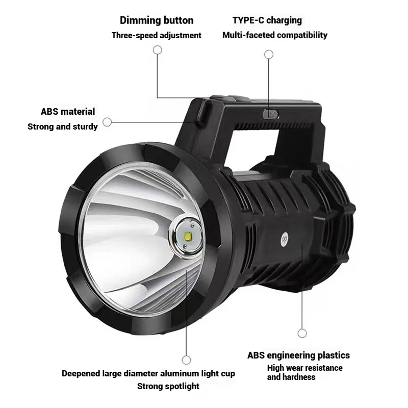 Strong Birght Portable Rechargeable spotlights 40W High power led flashlight USB Rechargeable Searchlight outdoor emergency Lamp