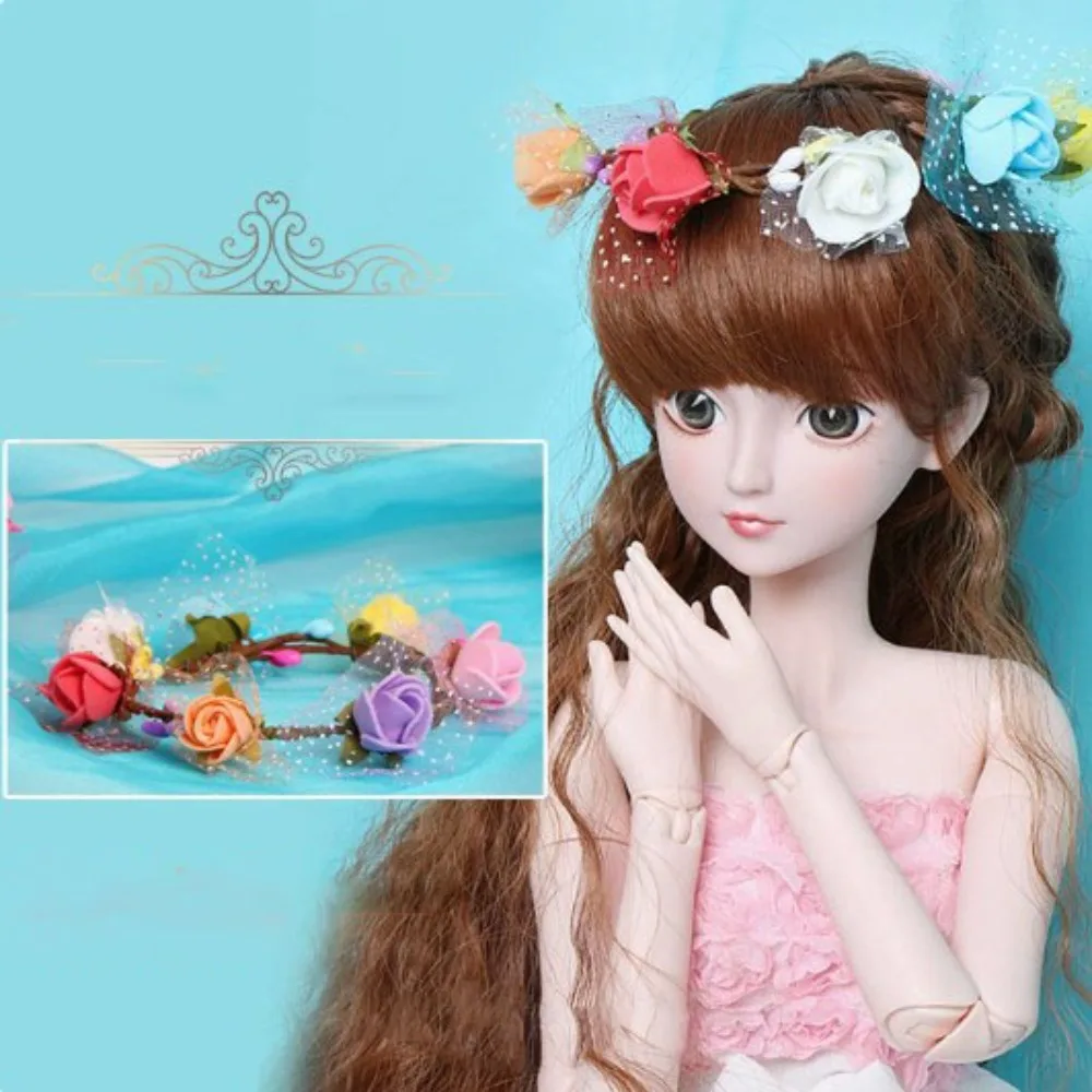 

New Fashion Doll Flowers Headband Multi-colors Hair Accessories Party Handmade Headwear DIY Doll Headband for 1/3 BJD 60cm Doll