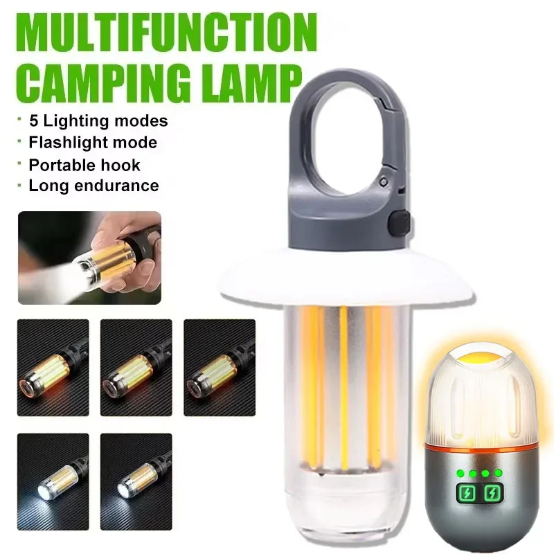 

Rechargeable Camping Lantern Flashlight,Multi Mode Work Light with Hook,Waterproof Portable for Outdoor Emergency Fishing Hiking