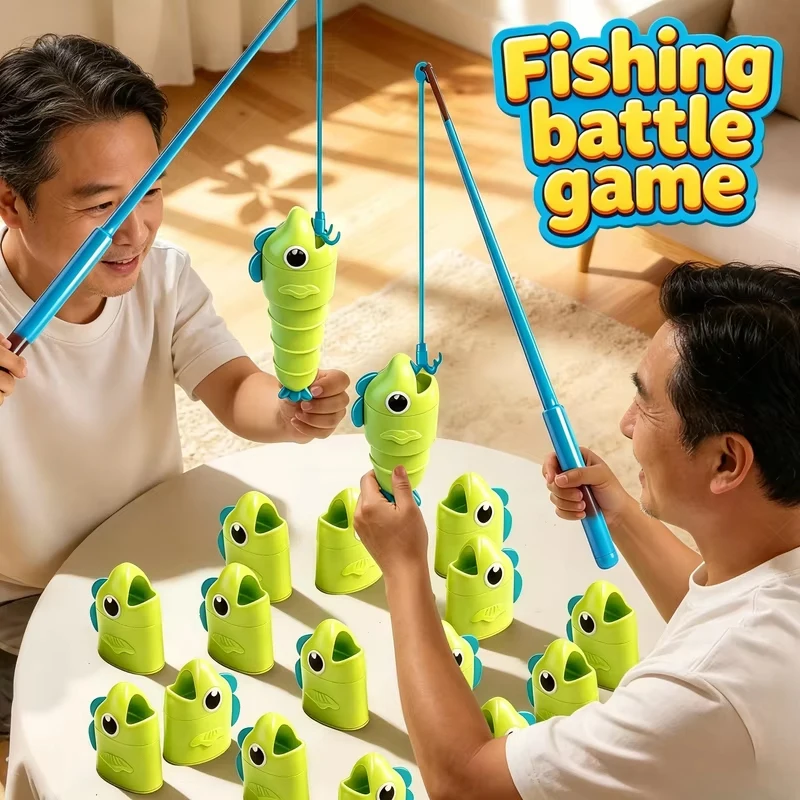 2 Player Competitive Fishing Game with Telescoping Rods, Stretchable Fish Catch Battle Toy, Adult Interactive Entertainment Toy