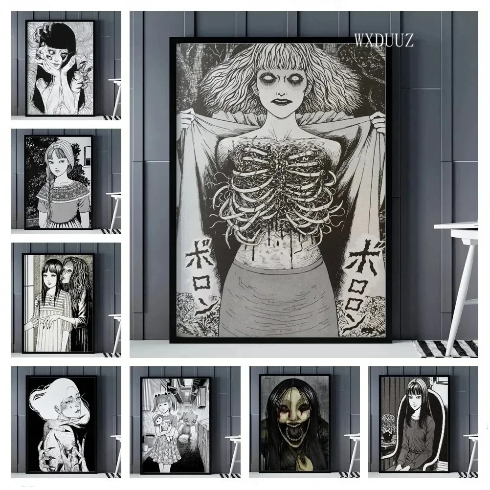 الكلاسيكية خمر جدار الفن أبيض وأسود Ito Junji Tomie الرعب جماليات HDCanvas المشارك يطبع غرفة المعيشة غرفة نوم المنزل دي #1