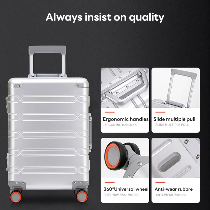 All-aluminum-magnesium alloy trolley suitcase, spinner wheel, aluminum alloy suitcase, metal box, password boarding suitcase