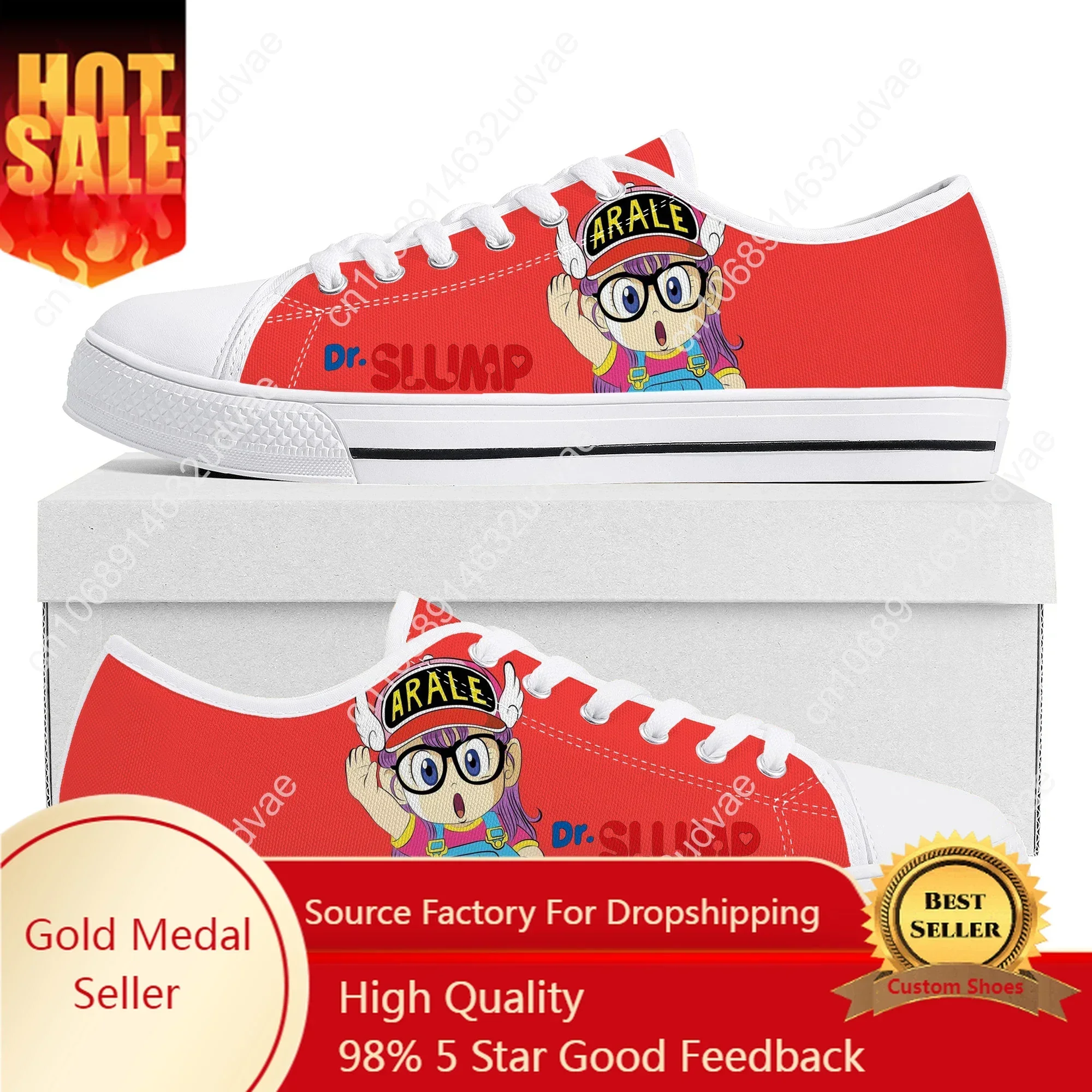 

Japan Anime Cartoon A-Arale Dr Slump Low Top Sneakers High Quality Mens Womens Teenager Canvas Sneaker Couple Shoes Custom Shoe