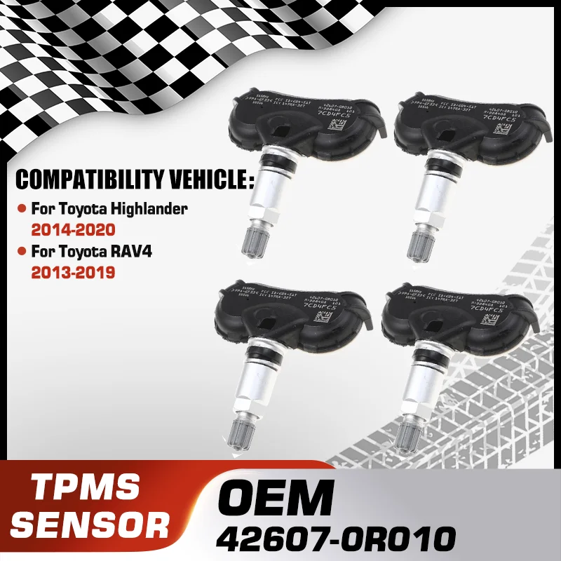 

1/4Pcs For Toyota Highlander 2014-2020 Toyota RAV4 2013-2019 Car TPMS Tire Pressure Monitor Sensor System 42607-0R010 315 MHz