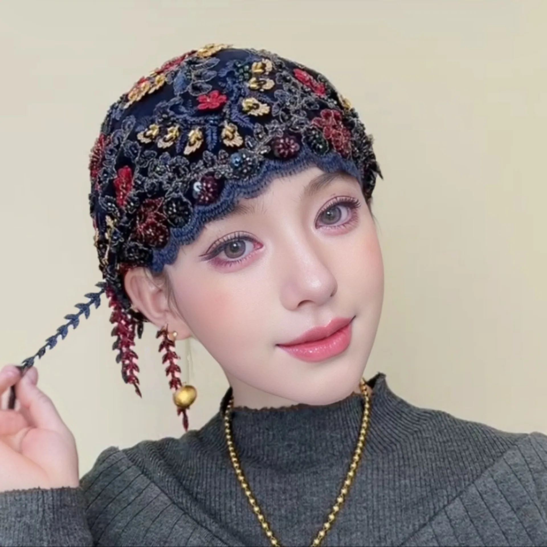 

Женские головные уборы: Хиджабы, вышитые, роскошные, с кисточками, этнические платки, шали, африканские мусульманские молитвенные головные уборы, дышащие, удобные шапки