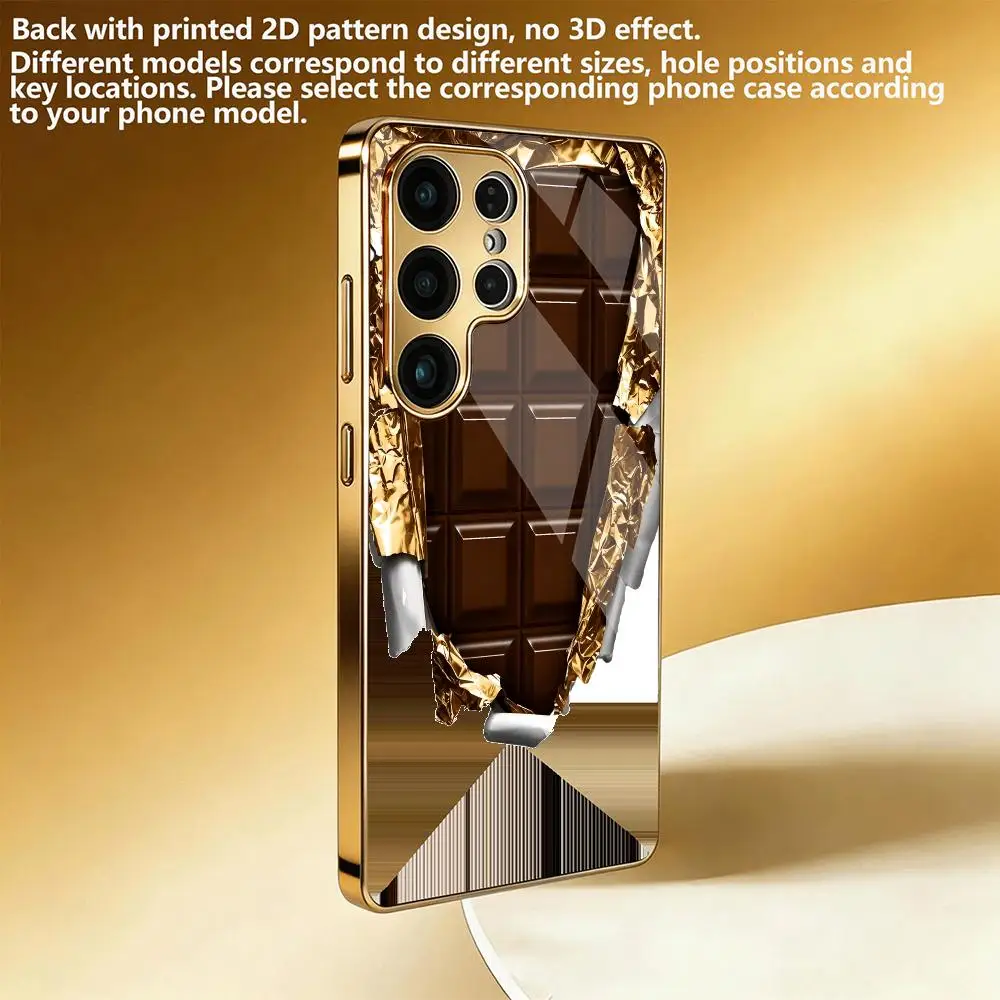 Creative Chocolate Bar Gold Electroplated Phone Case Shockproof Protective Cover For SamsungGalaxyS26 25 24 23 22 21 Ultra 5G FE