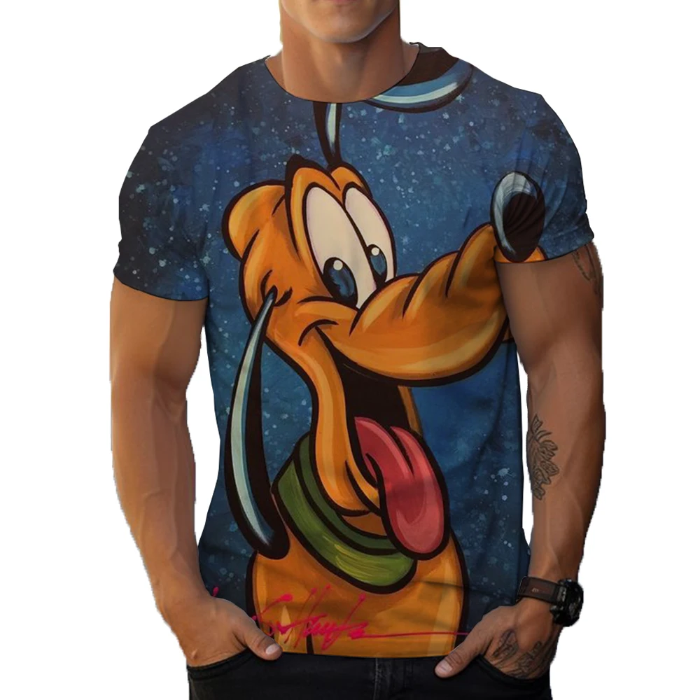 Vintage Men's T-Shirt O Neck Pullover Short Sleeve Top Disney Goofy Fun Print Oversized Clothing Street Casual T-Shirt For Men ﻿