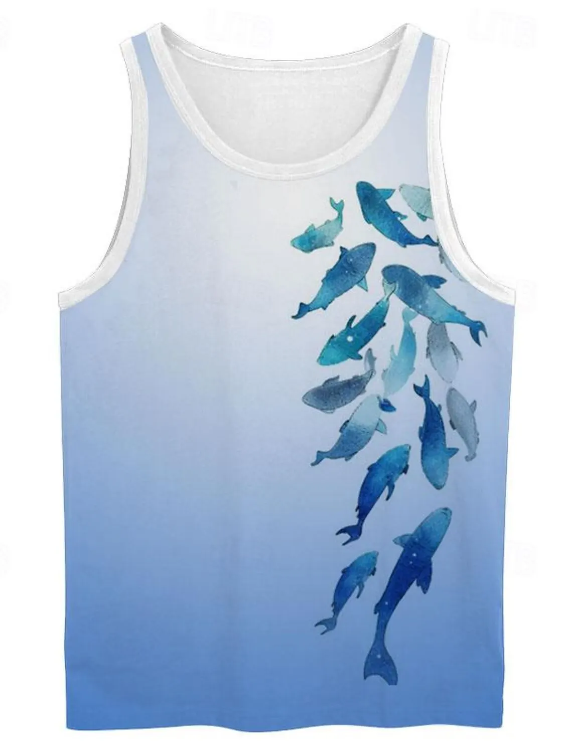 

Жилет мужской с круглым вырезом, повседневная спортивная майка с 3D-принтом синего Кита, уличная одежда без рукавов, большие размеры