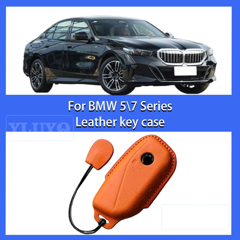 

For BMW 5 Series 7 Series Car Leather Key Case Key Cover Protector 740i X5 X6 X7 XM IX IX3 I5 Car Interior Accessories
