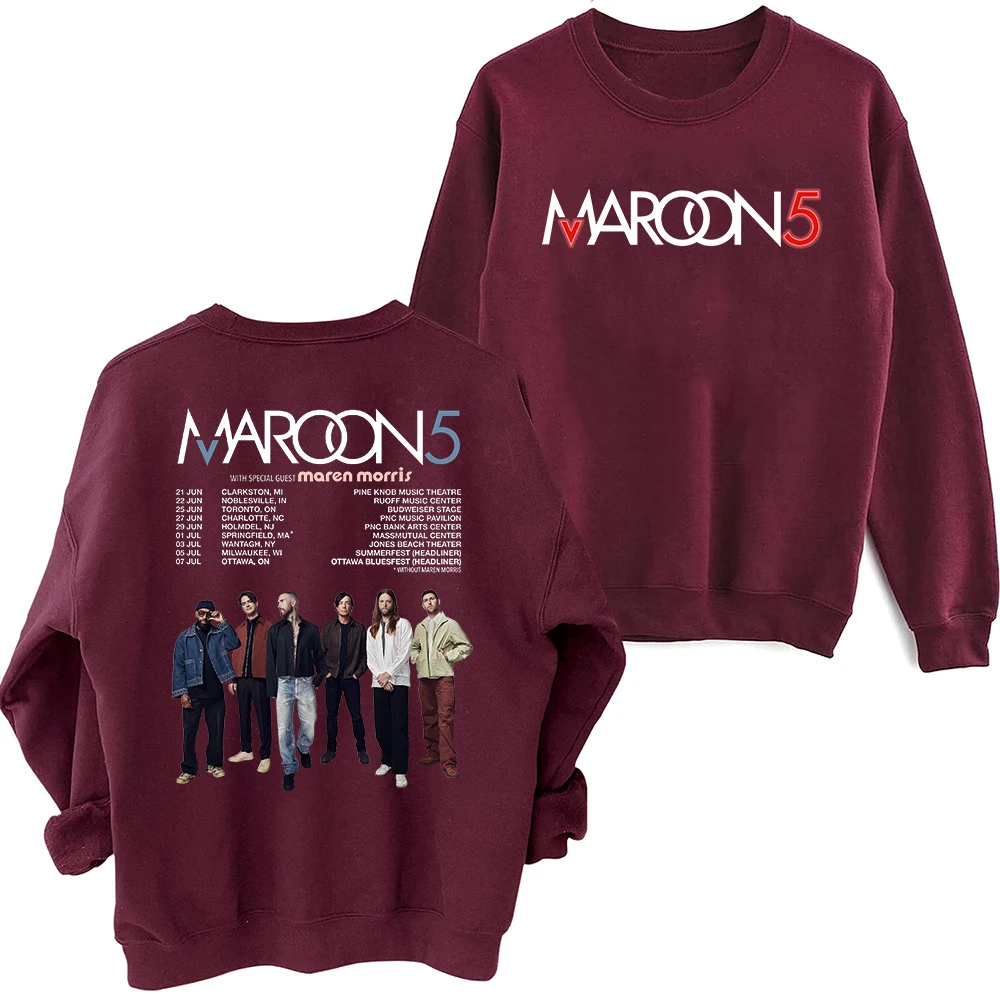 Maroon 5 Tour 2024 Sweatshirt Harajuku Round Neck Long Sleeve Oversize Hoodie