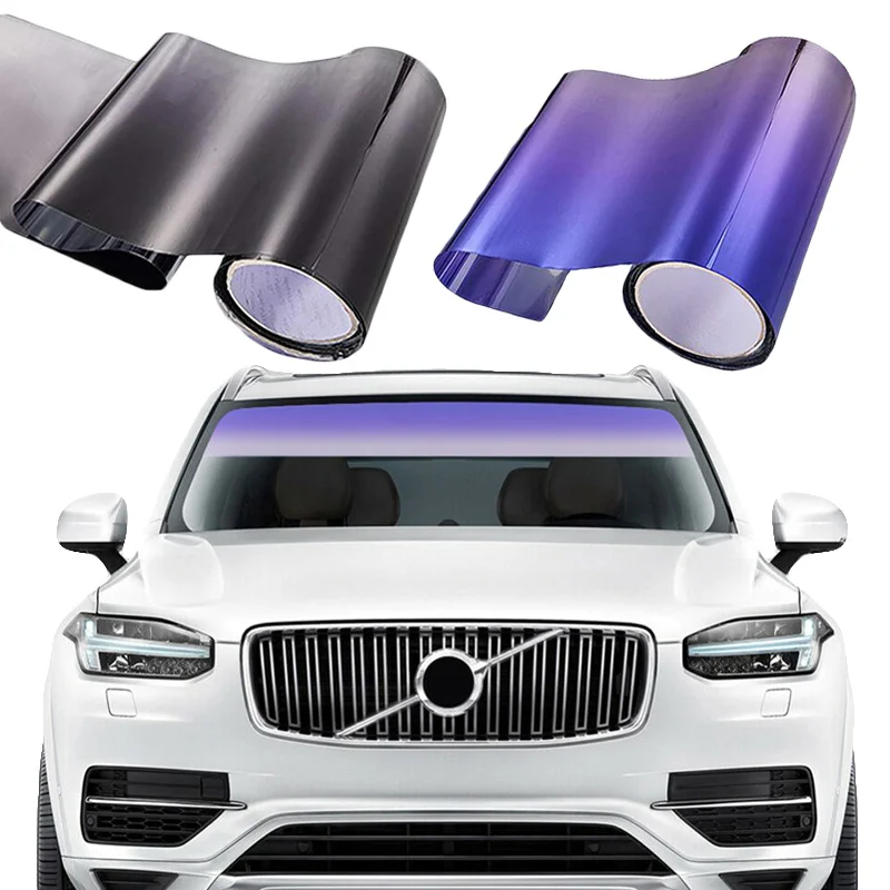 1 Roll Waterproof Car Windscreen Solar Film Heat Insulation Sun Shade Film Gradient Colorful Decoration Sticker Car Accessories