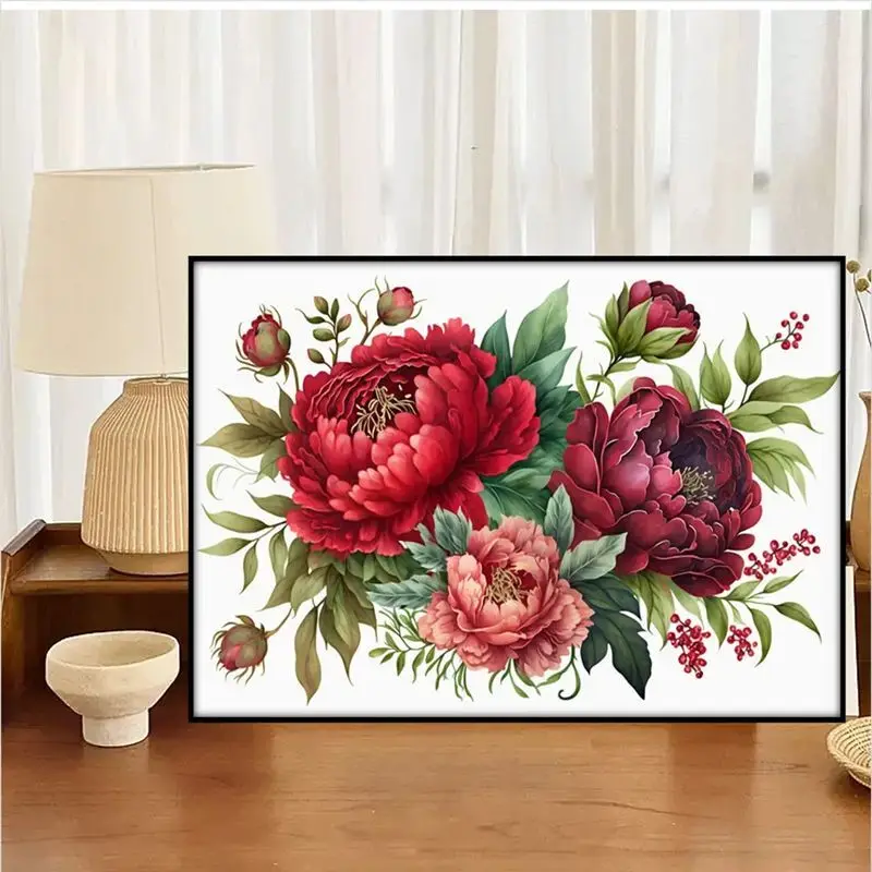 Handmade cross stitch completes customized wall flower home decoration.  Pre paid deposit link for shipments within 2-5 months