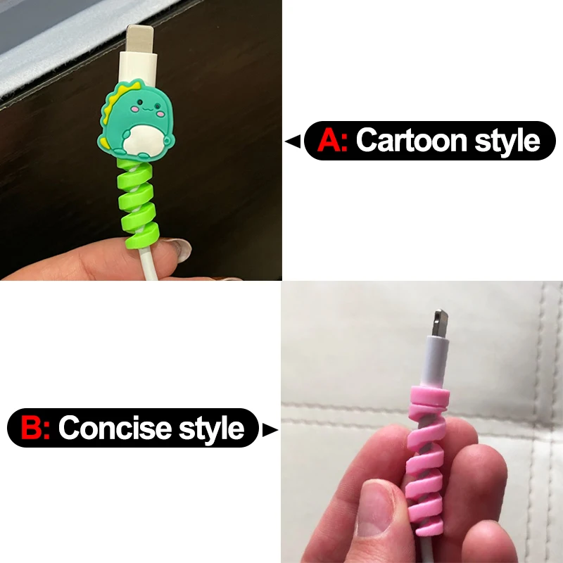 Cable Protector Cartoon Silicone Bobbin Winder Wire Protector USB Charger Cord Cable Protective Cover Cable Spiral Winder Clip