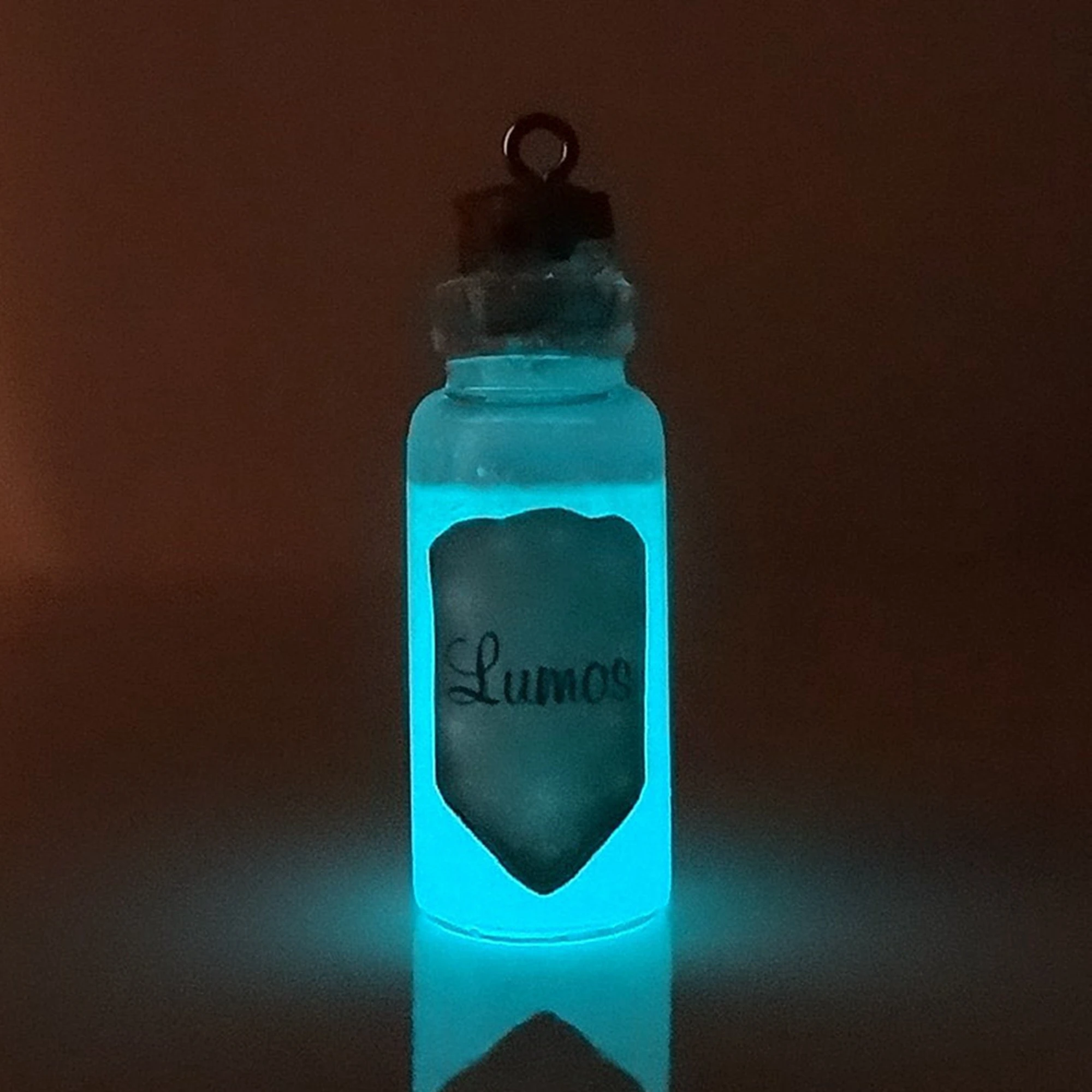 Glowing Lumos Bottle Necklace Glow in the Dark Lumos Light Charm Necklace Glass Bottle Necklace Potion Vial Charm Wizard Spells