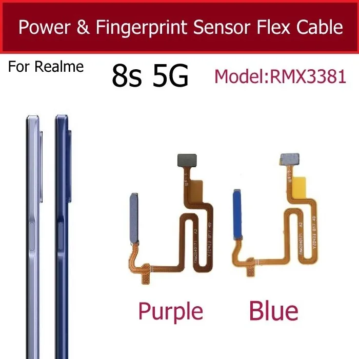 For Realme 7 8 8S 8i 9i 9 Pro Fingerprint Sensor Flex Cable Power Button Sensor Fingerprint Home Touch Sensor Flex Ribbon