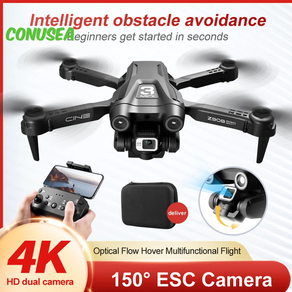 

2023 New Z908 4K Camera Drone Mini Drones Dron Quadcopter Optical Flow Three Sided Obstacle Avoidance Helicopter Toys for Boys