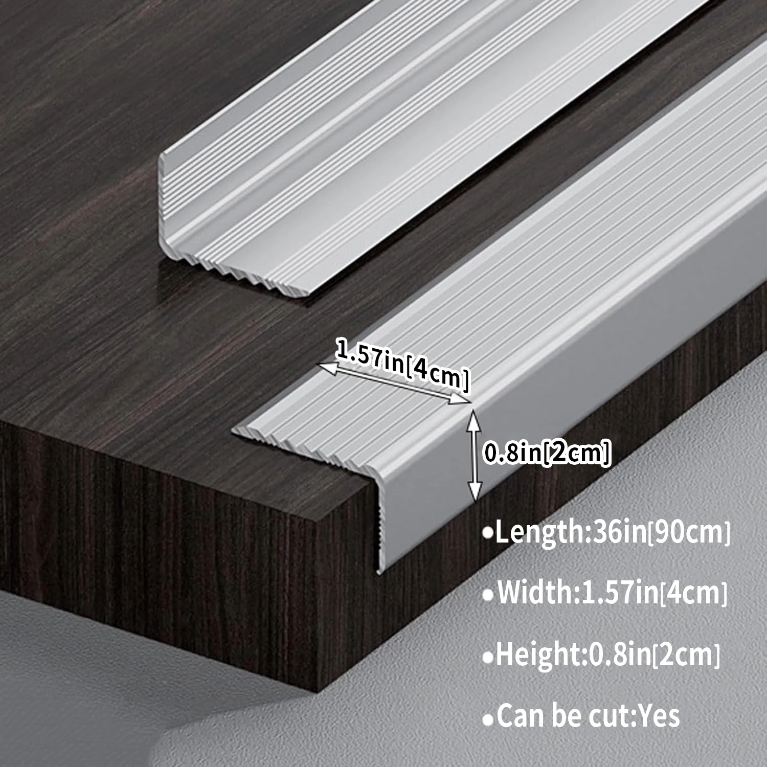 Faixa Antiderrapante de Liga de Alumínio para Escadas 20x40mm 90cm 5 Peças 4 Cores, Acabamento Antiderrapante para Degraus Internos e Externos
