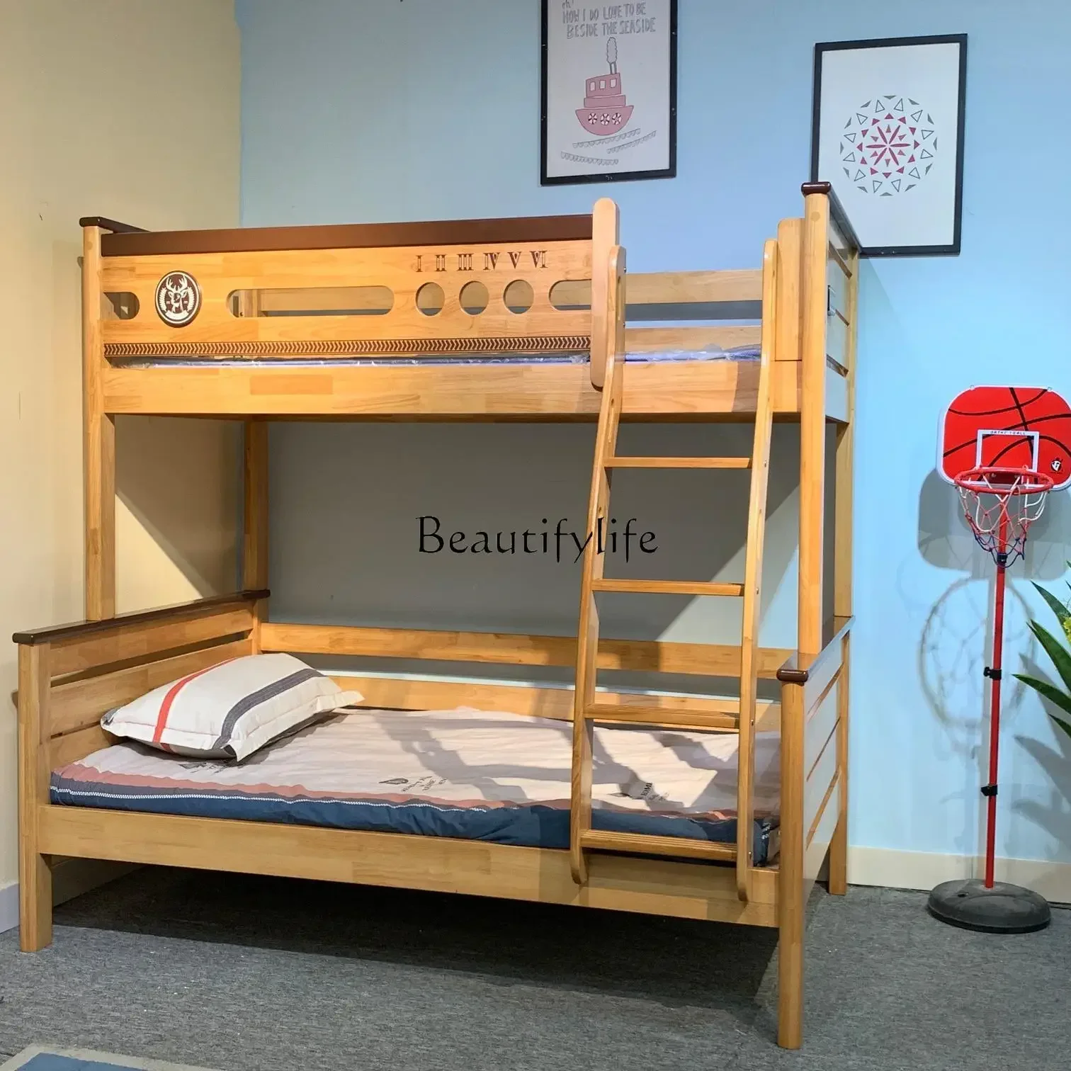 35Castle High and Low Bunk Bed Rubber Wood Solid Wood