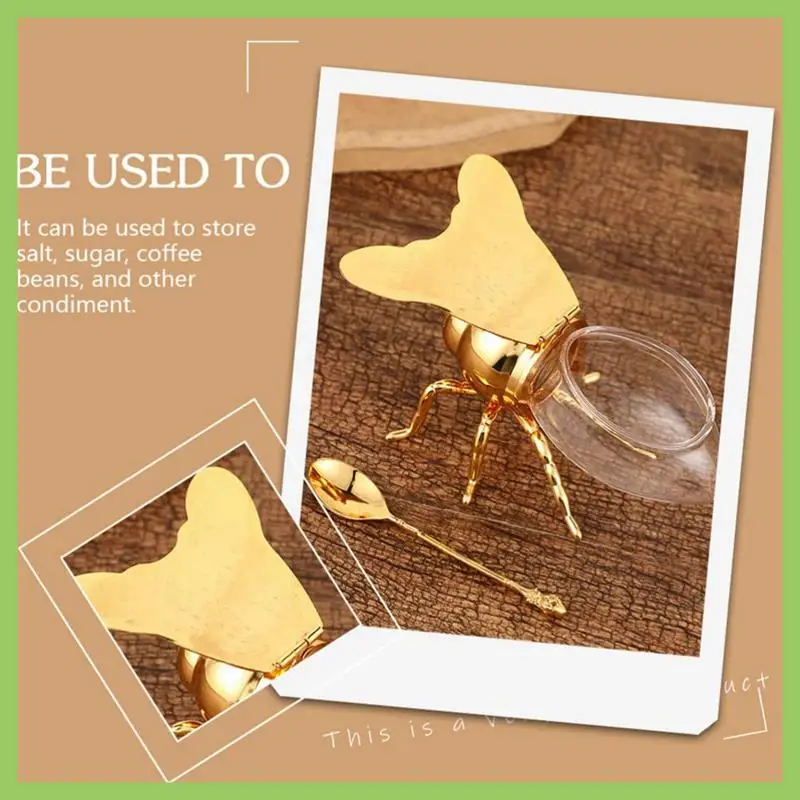 

Bee Shape Glass Bottle, High-End Kitchen Seasoning Jar, Bee Sugar Cup (Gold) Easy To Use 12.5 X 11 X 13Cm