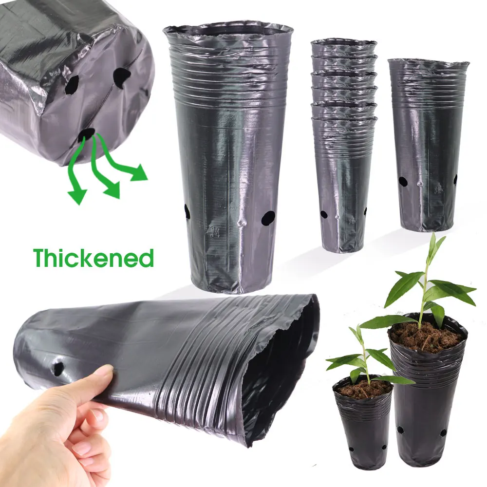 Tall Thicken Nursery Grow Bag Black Plastic Breathable Plant Pot for Garden Orchard Citrus Tree Seedling Planting Transplant Cup