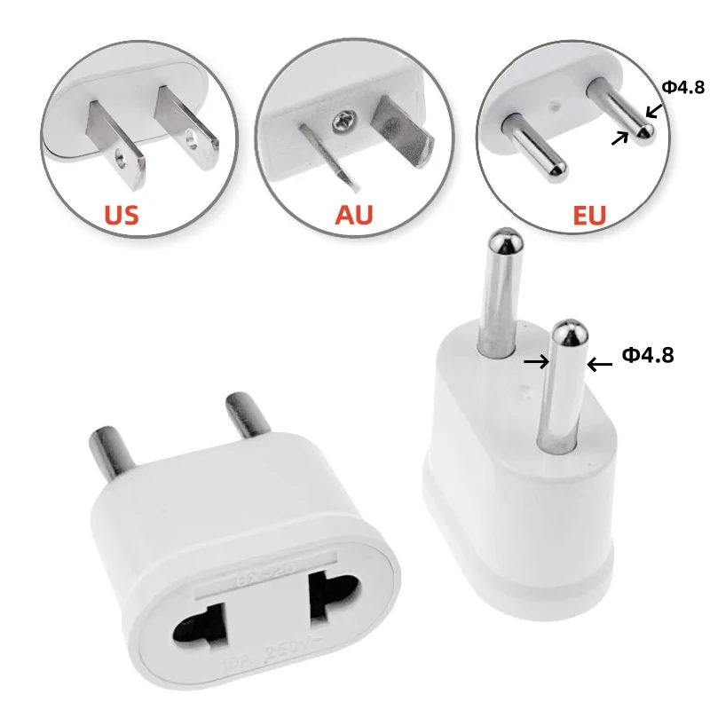 1pcs Euro Plug Travel Socket USTo EU Plug Adapter Electric Charger Socket US AU To EU European Socket China America Converter