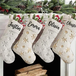 Personalized Christmas Stocking With Snowflake | Custom Name Christmas Stocking | Monogram Xmas Stocking | Family Stocking