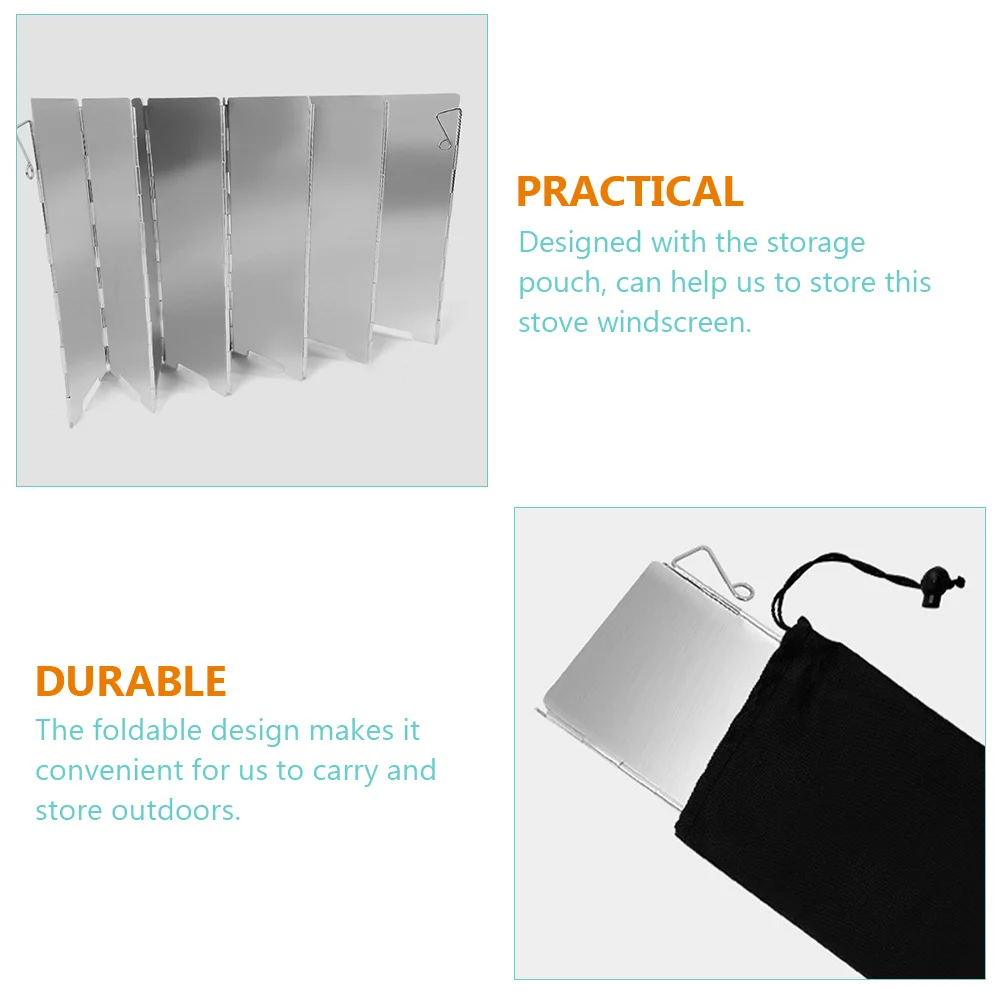 

Folding Stove Windscreen Aluminum Alloy Windproof Plate Lightweight Compact Camping Outdoor Gear Storage Pouch Included Wind