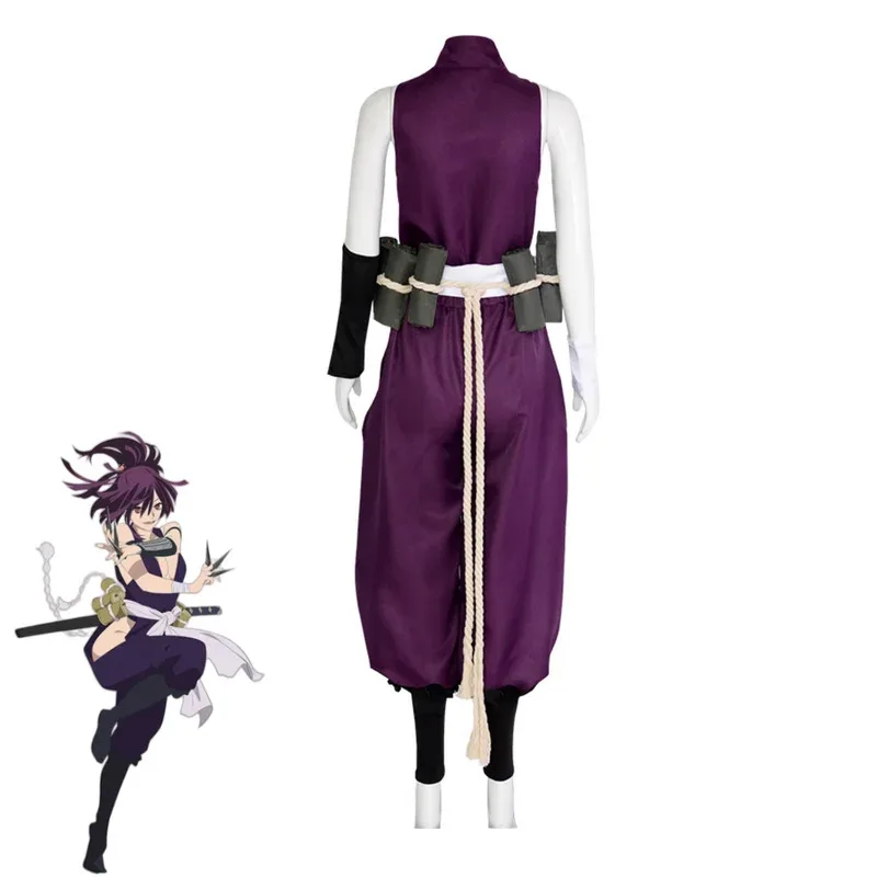 أنيمي الجحيم الجنة Jigokuraku Yuzuriha تأثيري حلي الأرجواني النينجا زي قتال موحد شعر مستعار امرأة مثير كرنفال هالوين البدلة ؛ 2 ،