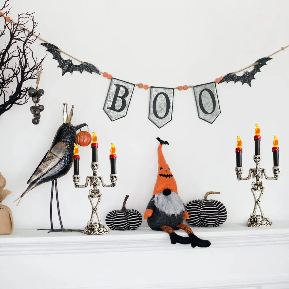 Halloween Skeleton Candle Lamp, Ghost Festival Horror Decoration Prop, Pumpkin Lamp Skeleton Ornament