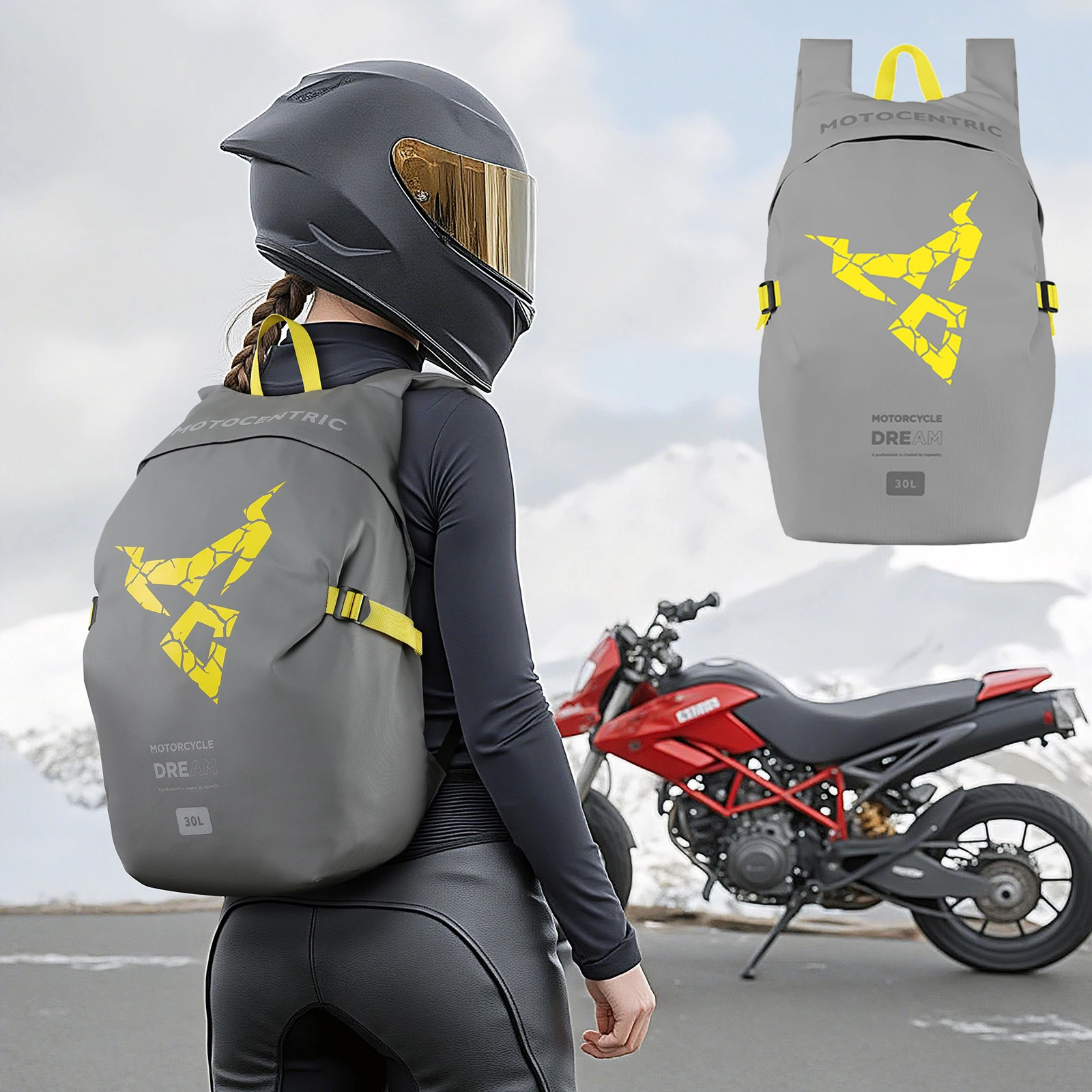 

Большая вместительная сумка для мотоциклетного шлема серо-желтого цвета, водонепроницаемый рюкзак для мотокросса, светоотражающая дорожная сумка для велосипеда для спорта и путешествий