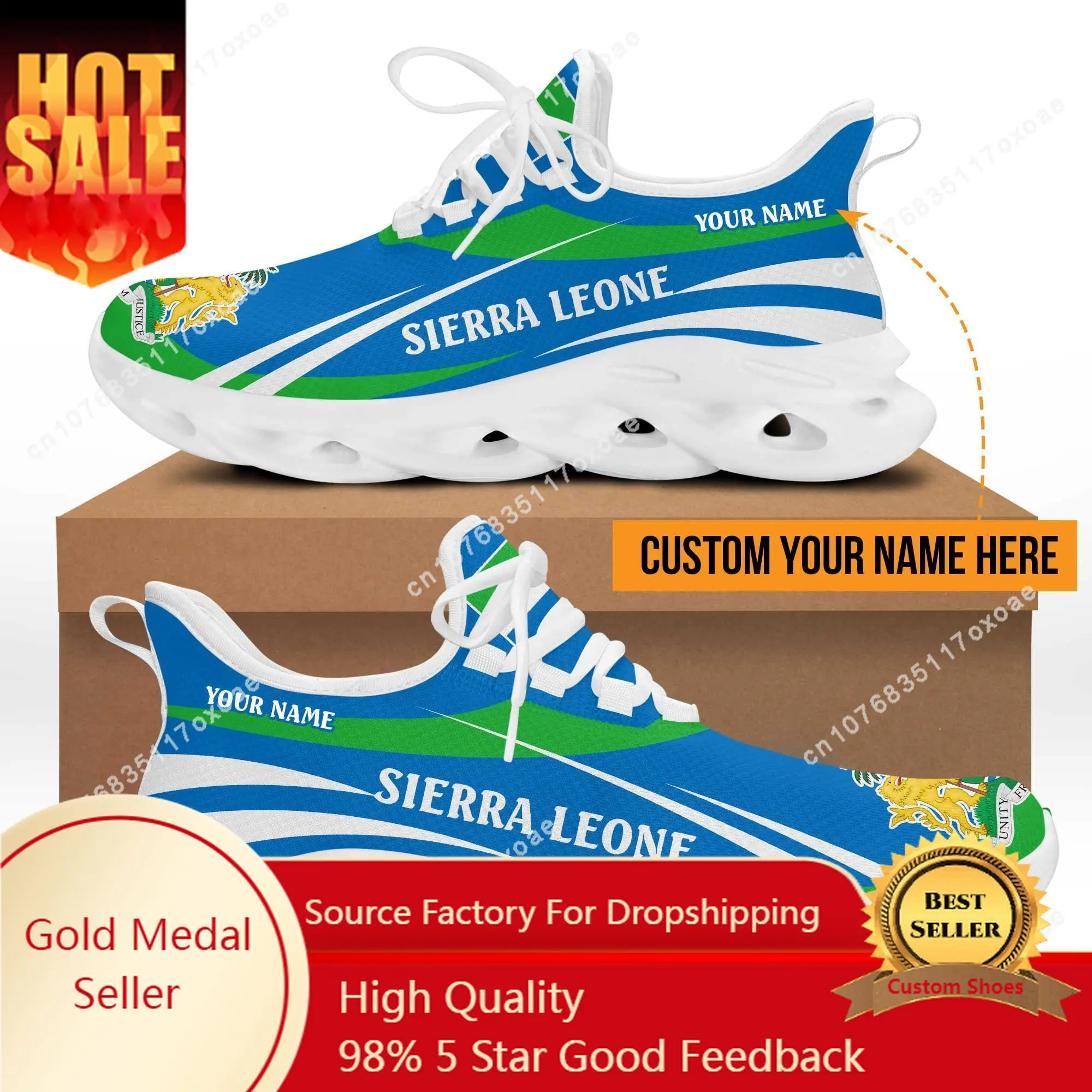 

Designer Sneaker Man Flag of Sierra Leone Printed Casual White Running Shoes Fashion Summer Sport Shoe for Male Teenager Boys