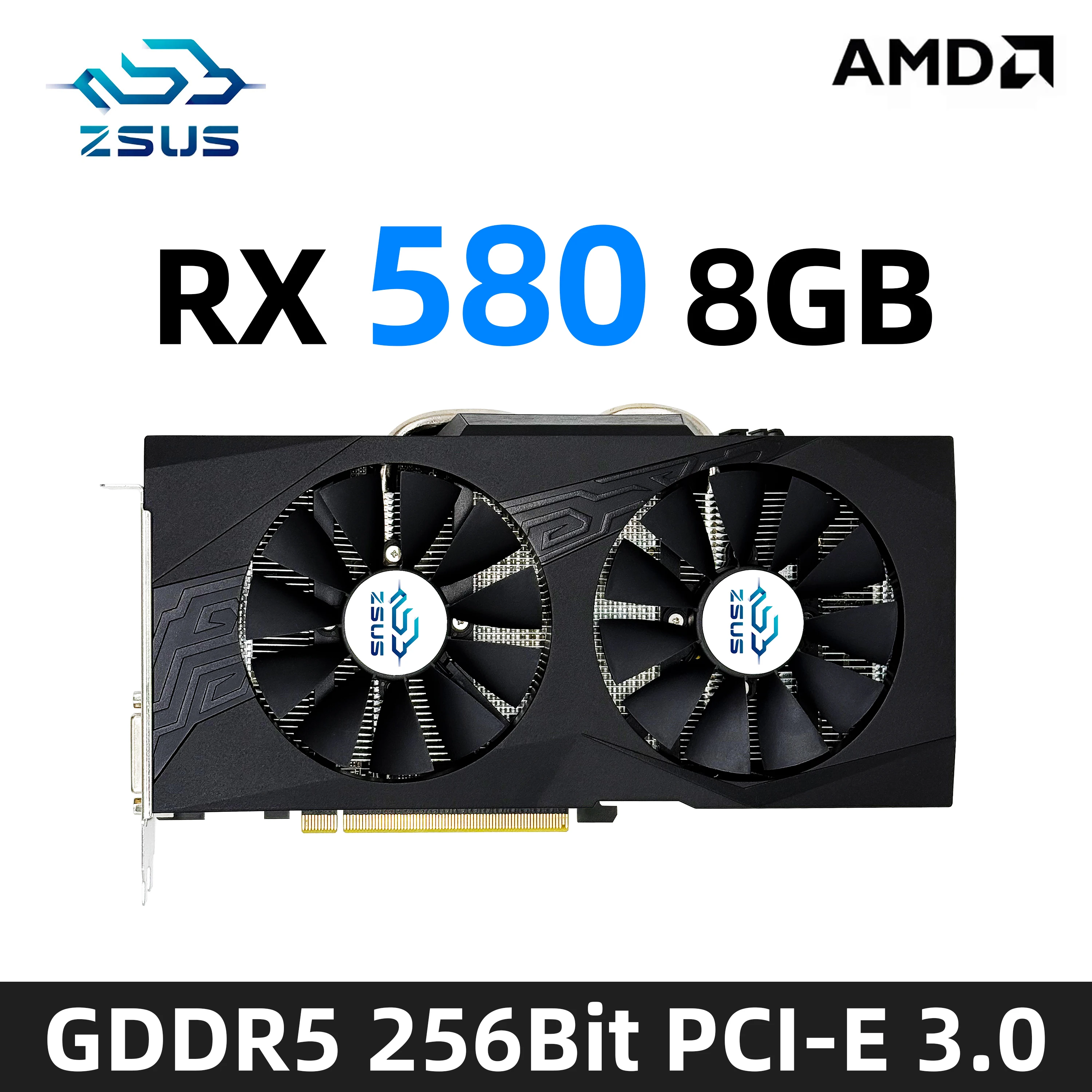 

ZSUS Graphics Cards Radeon RX580 8G GDDR5 Memory Video Gaming Card PCIE3.0x16 GPU Desktop Computer Components AMD RX 580 8G