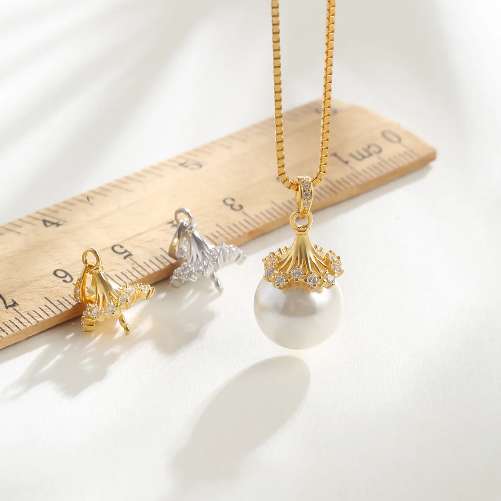 925 Sterling Silver Pearl Pendant Cap Base Settings Round Bead DIY Necklace Charms Jewelry Making Supplies