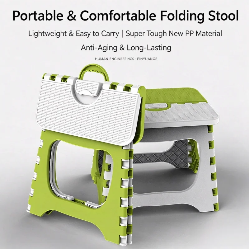 Folding Stool Portable Plastic Maza Household Small Stool Mini Lightweight Small Stool With Handle for Travel Camping Outdoors