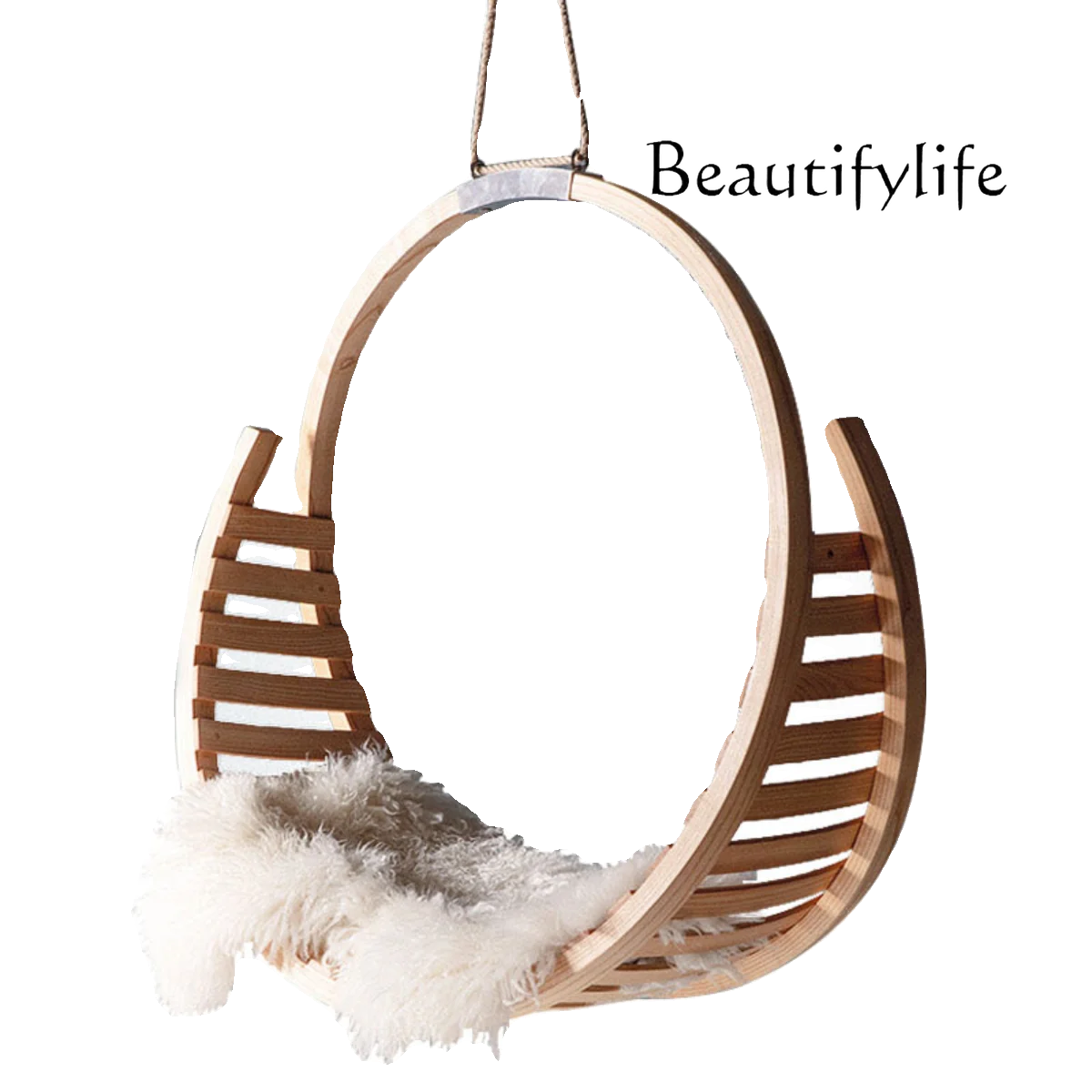 

Modern simple solid wood hanging chair Home villa design Art swing Creative hanging basket Swing chair
