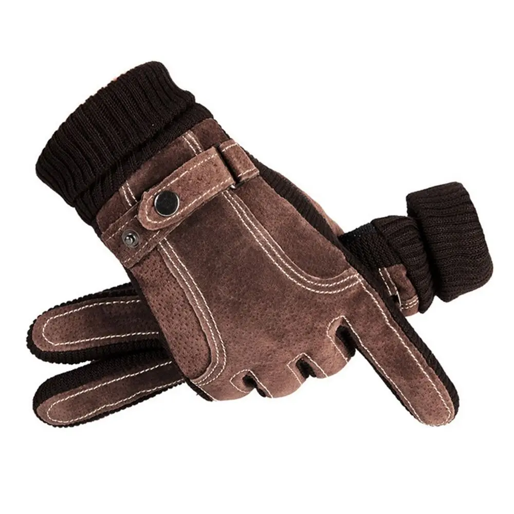 

Fingers Simple Motorcycle Glove Non-slip Suede Windproof Riding Glove Men Gloves Korean Mittens Winter Gloves PU Leather