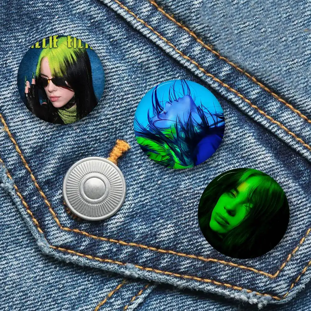 Hot Music Star B-Billie EilishS 58mm Handmade Brooch Cartoon Cosplay Badge On Backpack Jewelry Accessories Gifts
