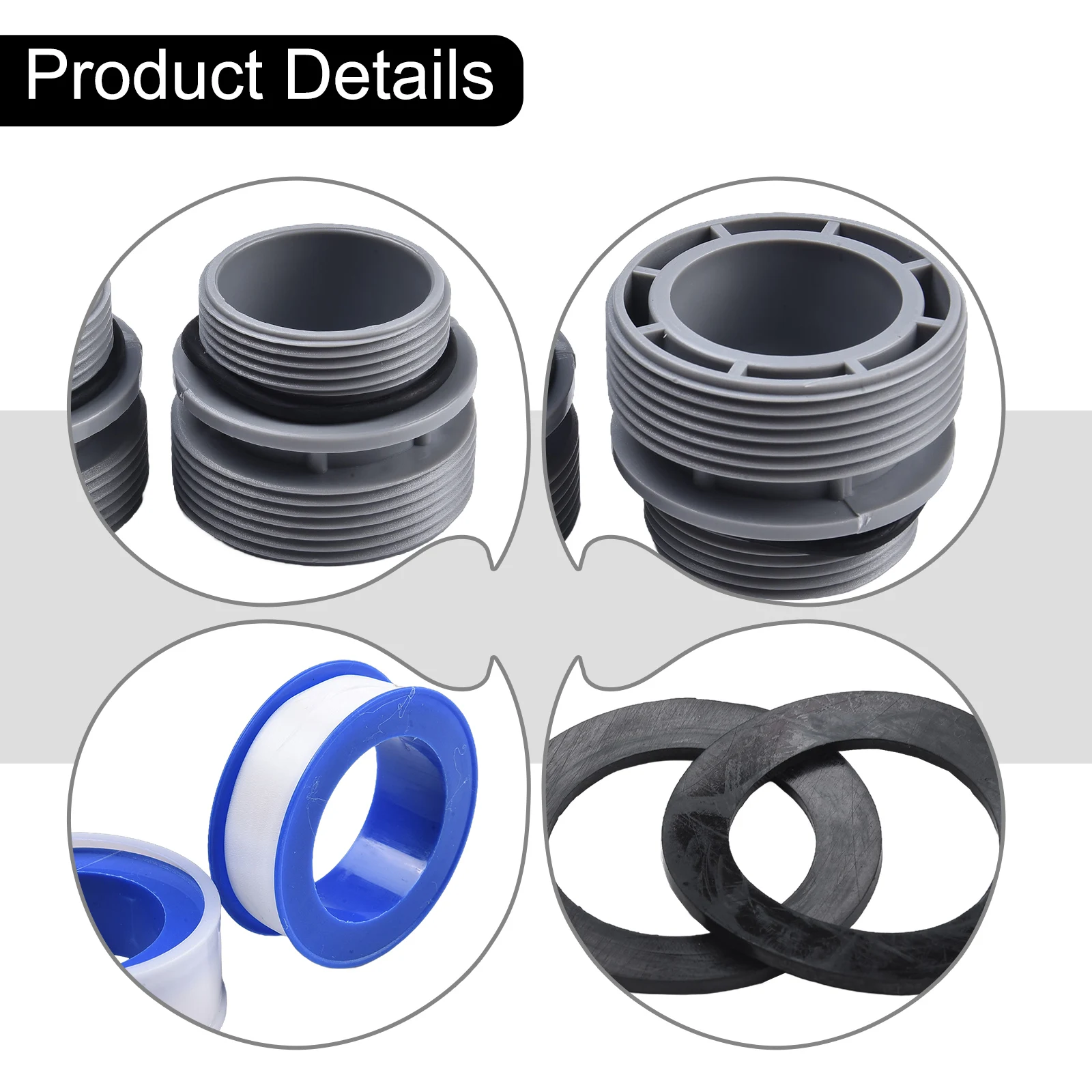 For Intex Pool Hose Adapter Conversion Kit Conversion from 40mm Hose to 1 1/2 Inch Inlet Outlet for Pool Filters
