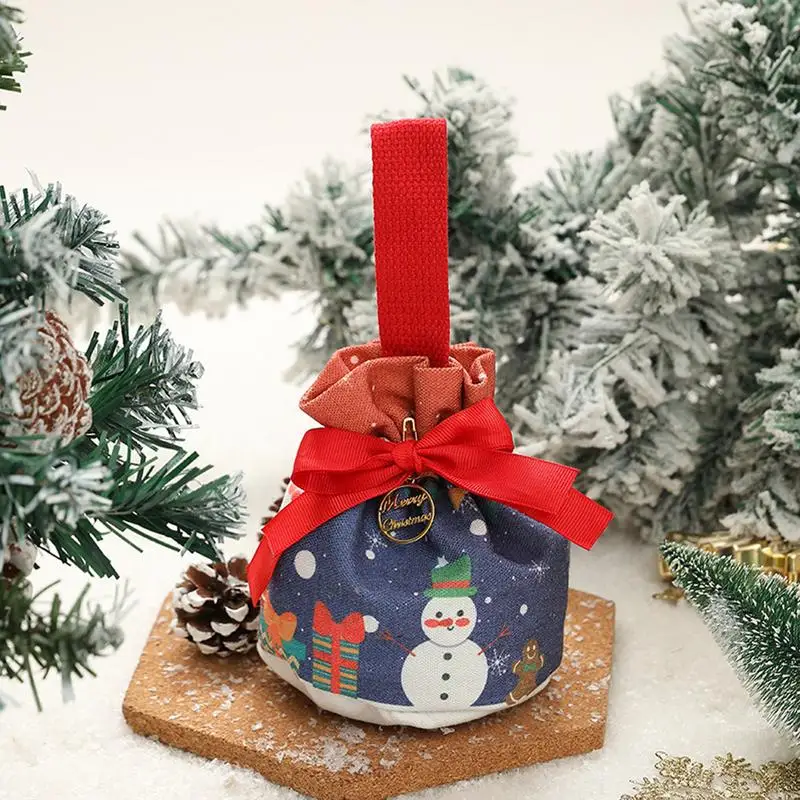 Christmas Favor Bag Drawstring Christmas Eve Storage Bag Small And Delicate Christmas Goody Bag For Cakes Cookies Chocolate