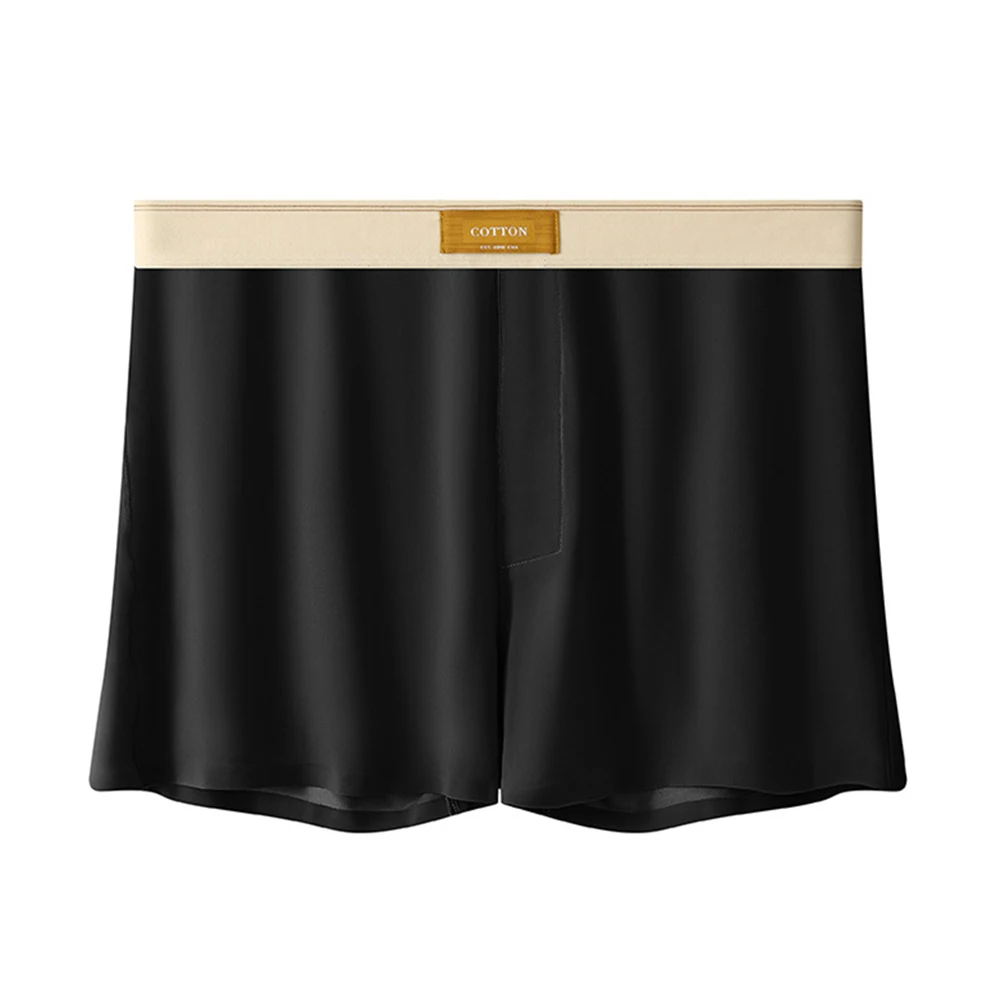 

Mens Boxer Briefs Solid Color Ice Silk Skin-friendly Shorts Middle Waist Underpants Loose Casual Underwear Soft Home Wear