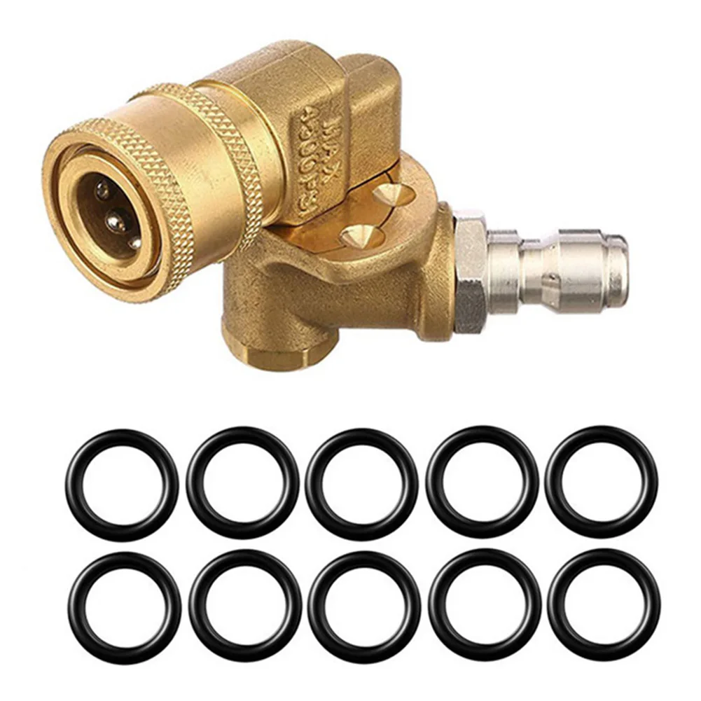 Quick Connection Pressure Washer Attachment Copper 1/4 Inch Insert Nozzle +10pcs O-Rings 180 Degree 5 Angles for Pressure Washer