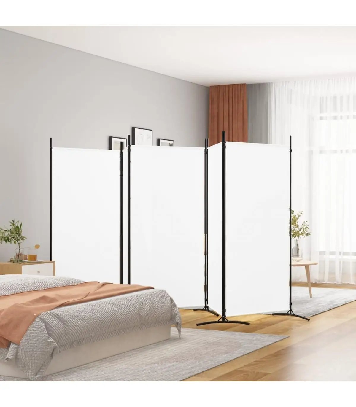 433x180 cm white fabric 5 panel divider screen room dividers