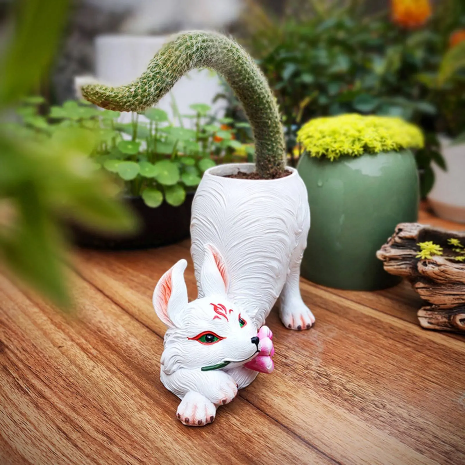 Nine-Tailed Canine Planter Decorative Canine Shaped Flower Pot Creature Design Planter Great Gift Idea Small Cactus Container