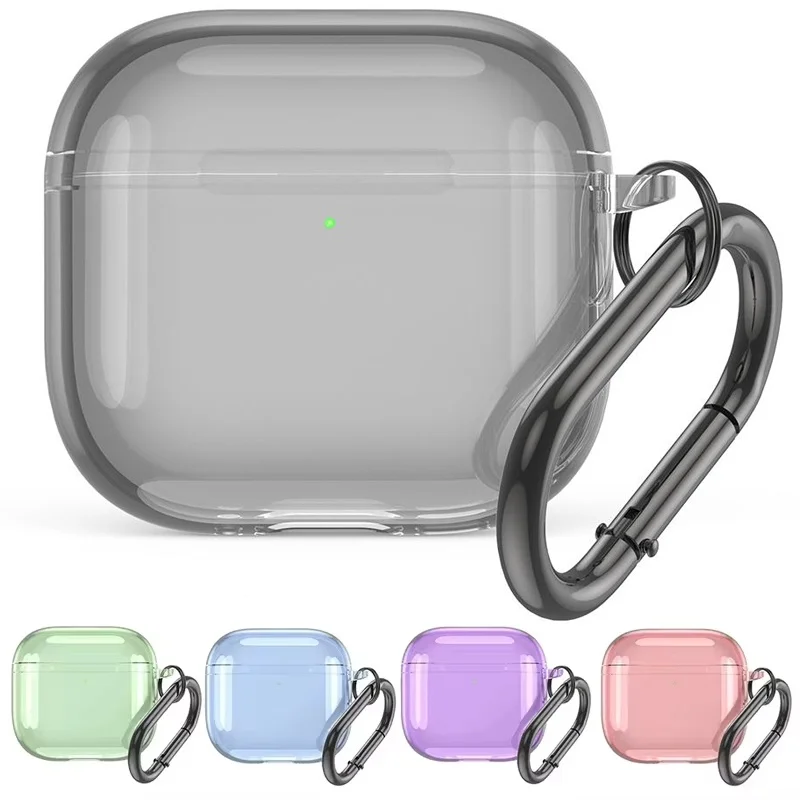 For Apple AirPods 4 Earphones Protecitve Cover Silicone Transparent Cover With Carabiner For Airpods 4th Generation Accessories
