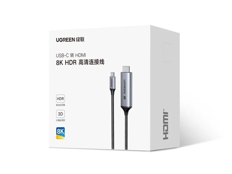 كابل UGREEN USB C إلى HD-MI 2.1 8K@60 هرتز 4K@240 هرتز 1.5 متر من النوع C إلى HD-MI سلك فائق السرعة HDR HDCP 2.3 Thunderbolt 4/3