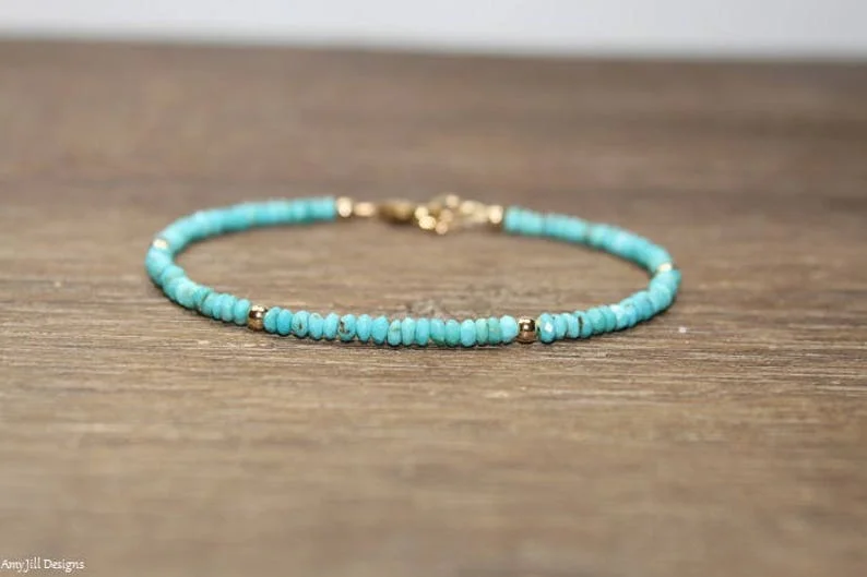 Sleeping Beauty Turquoise Bracelet, Turquoise Jewelry, December Birthstone, Gemstone Bracelet, Gold Filled or Sterling