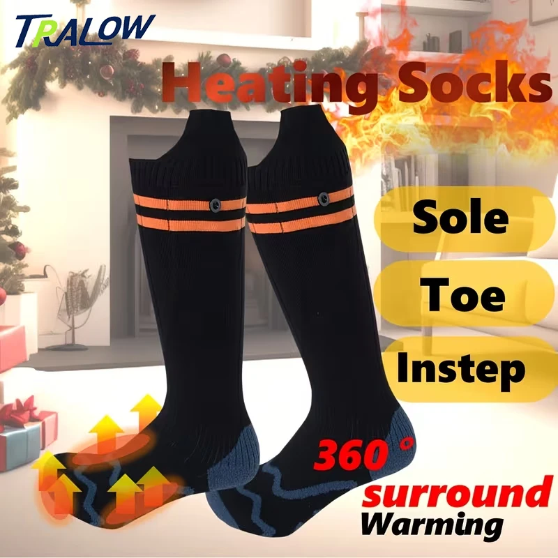 

TRALOW Heated Socks with Charging,4-Level Adjustment 5000mAh*2 Batteries, Suitable for Warmth on Outdoor Fishing, Camping Gifts